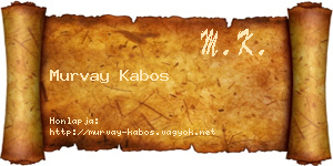 Murvay Kabos névjegykártya